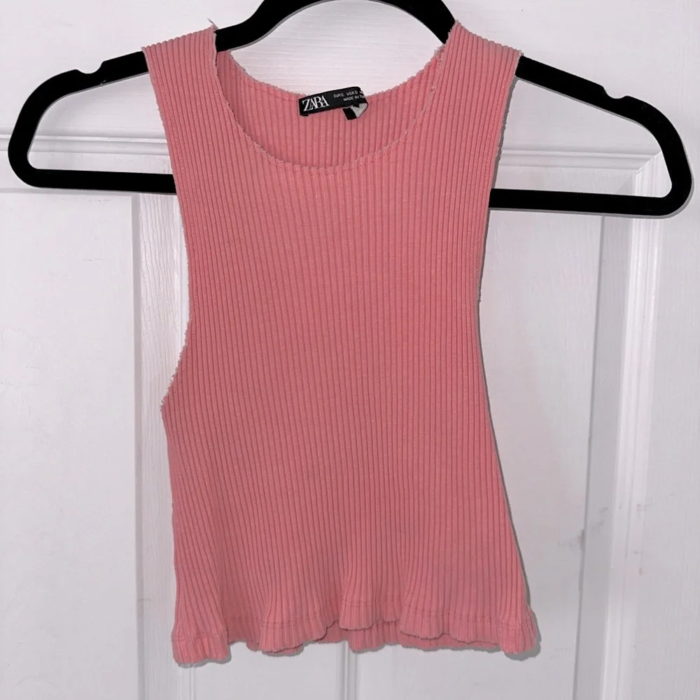 Zara Pink Ribbed Tank Top - Picture 2 of 3